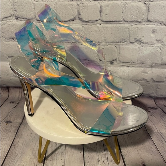 Nine West Holographic Strappy Heels Sz 7.5 - Picture 8 of 8
